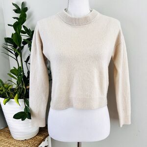 Allude 100% Cashmere Cream Soft Cozy Cropped Sweater Lagenlook Size Small